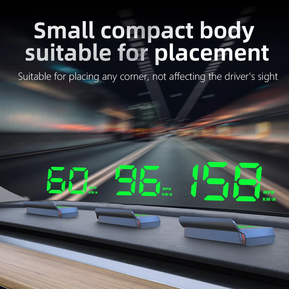 GPS Digital Speedometer HUD Head Up Display, Universal MPH/KMH Speed Display with Overspeed Alarm, USB Plug & Play Digital Speed Meter for Cars, Trucks, SUVs & Motorcycles, Auto Brightness, Driving Time & Distance Display view 3