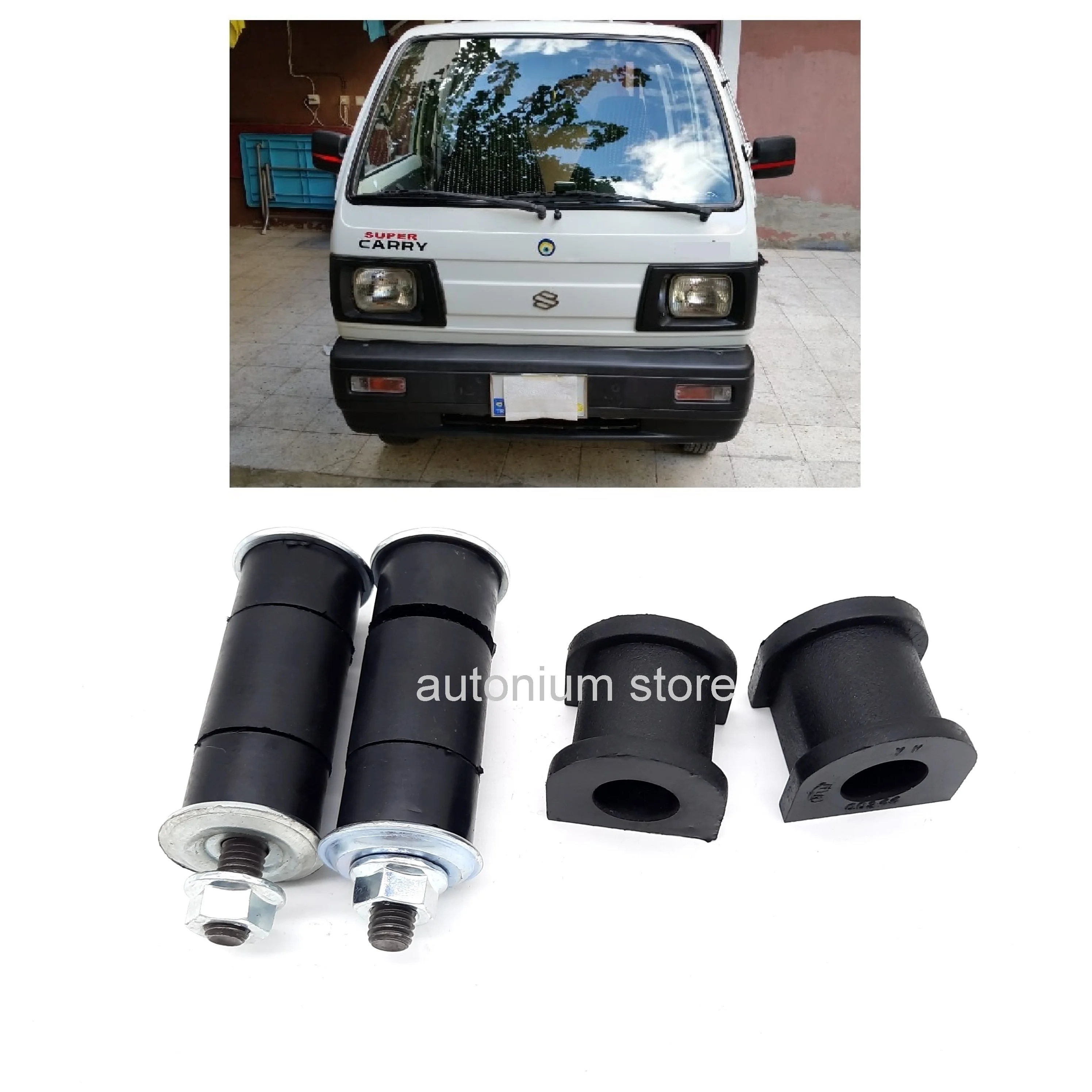 1 Set 4 Pieces Front Stabilizer Bar Bushing and Stabilizer Link for Suzuki Carry SuperCarry Van Porter 4243285400 42432-85400