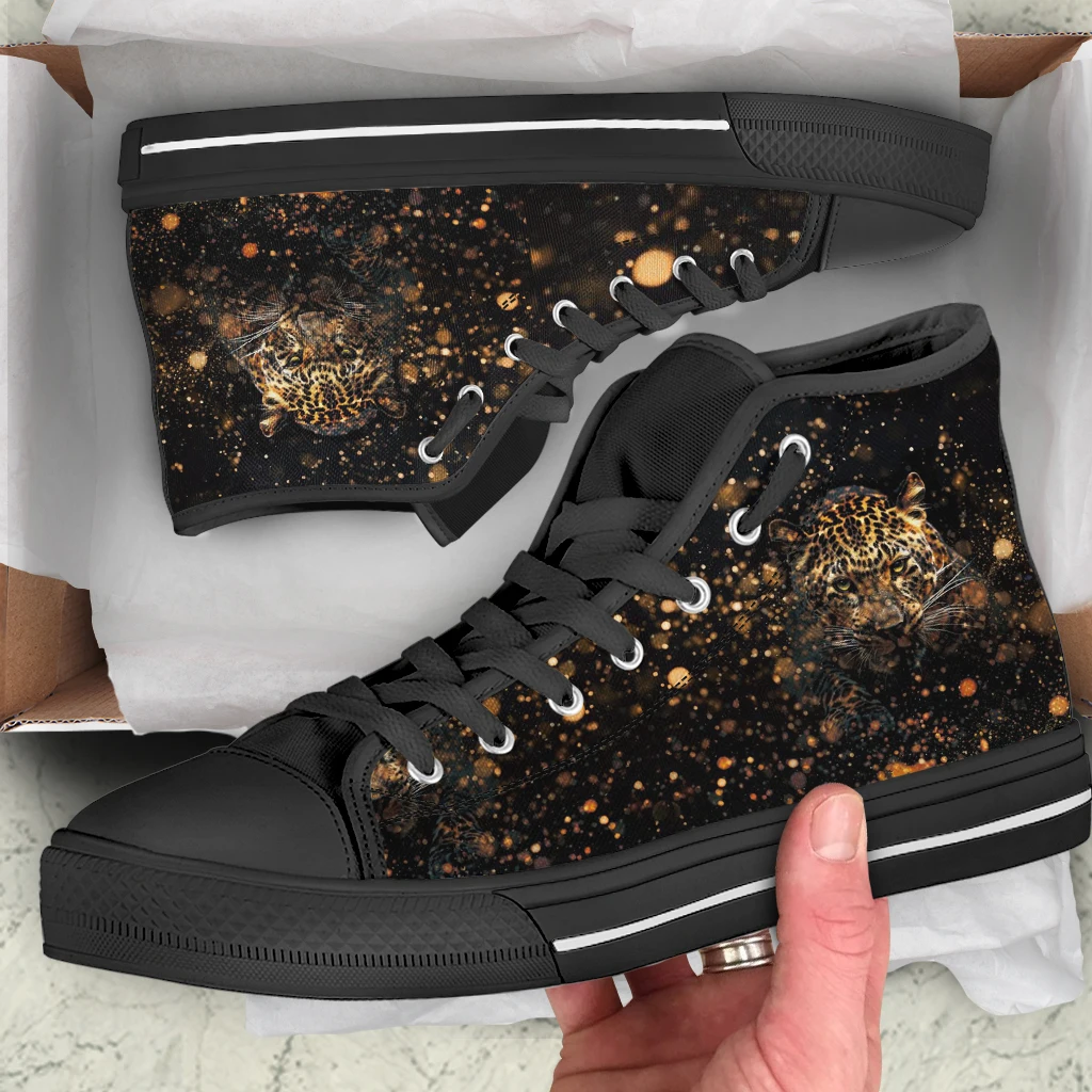 INSTANTARTS Men's Cool Lion Canvas Shoes Lace Up Comfortable High Tops Canvas Sneakers Fierce Tiger Design Footwear Chaussure image 6