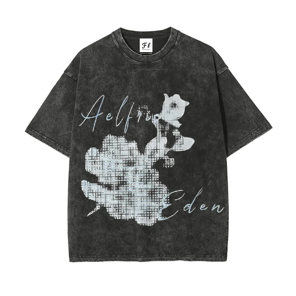 

Уникальная футболка с цветочным рисунком, негабаритная повседневная футболка с коротким рукавом для женщин и мужчин, модный винтажный стираный дизайн, удобный мягкий топ