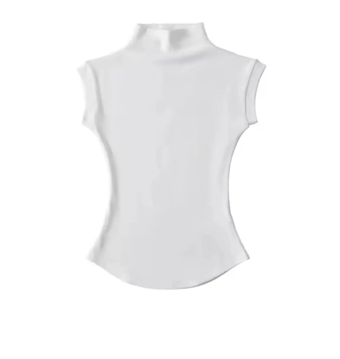 Women Summer Sexy Turtleneck Sleeveless T-Shirts Tops Solid Slim Fit Pullovers Causal Tees Shirts Female Streetwear Basics Tees photo review