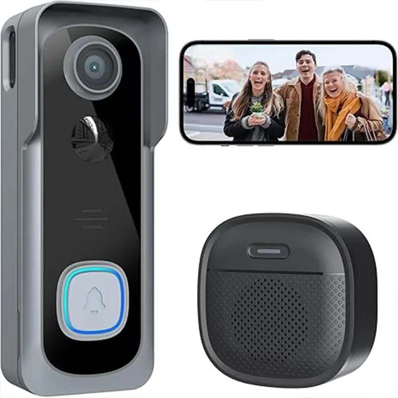 ieGeek 2K deurbelcamera Draadloos - videodeurbel met belbel, slimme wifi-deurbel AI en PIR-bewegingsdetectie - afbeelding 2