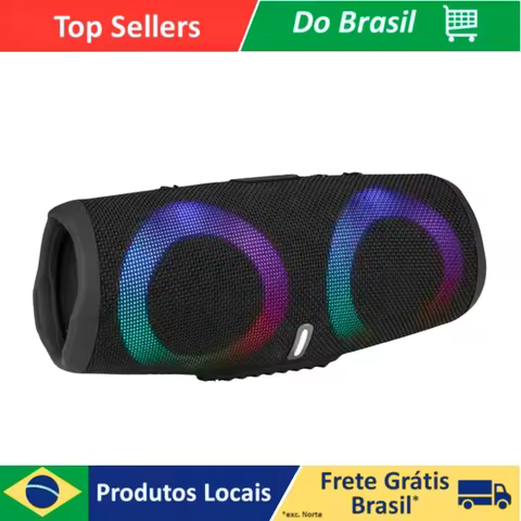 Caixa De Som Portátil Bluetooth Charce 5 – LED , Bass Potente, Carregamento Sem Fio