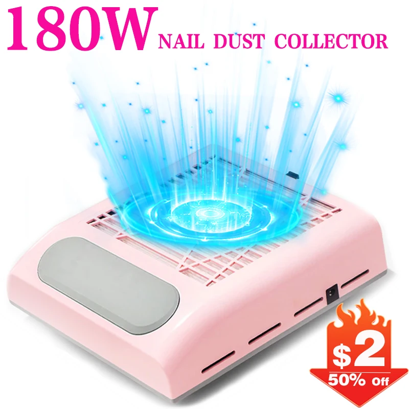 NEW 180W Nail Dust Vacuum Cleaner Powerful Suction Nail Dust Collector With Reusable Filter For Salon Nail Manicure Salon Tools