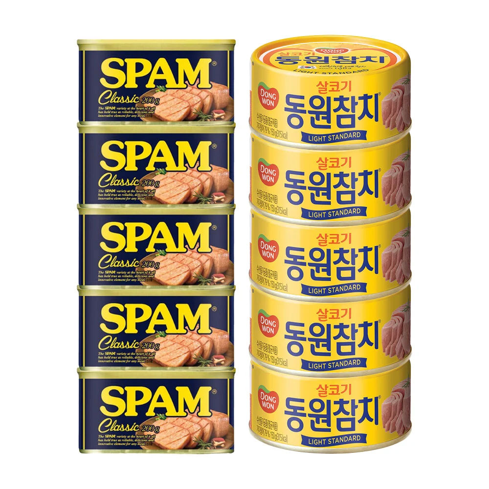 CJ Spam 200g x 5 pieces + Dongwon Salon Tuna 150g x 5 pieces