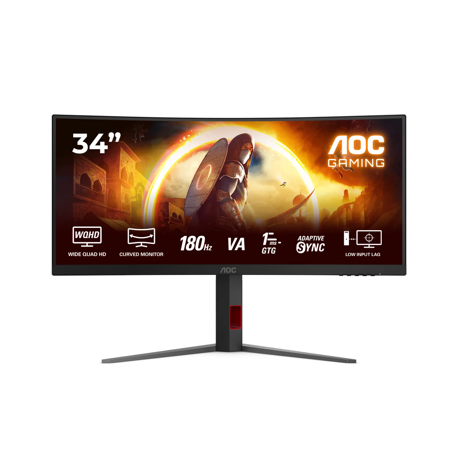 Monitor Curvo AOC CU34G4 de 34 Pulgadas, VA Rápido de 180Hz, UWQHD, 1ms, 2 * HDMI/DisplayPort