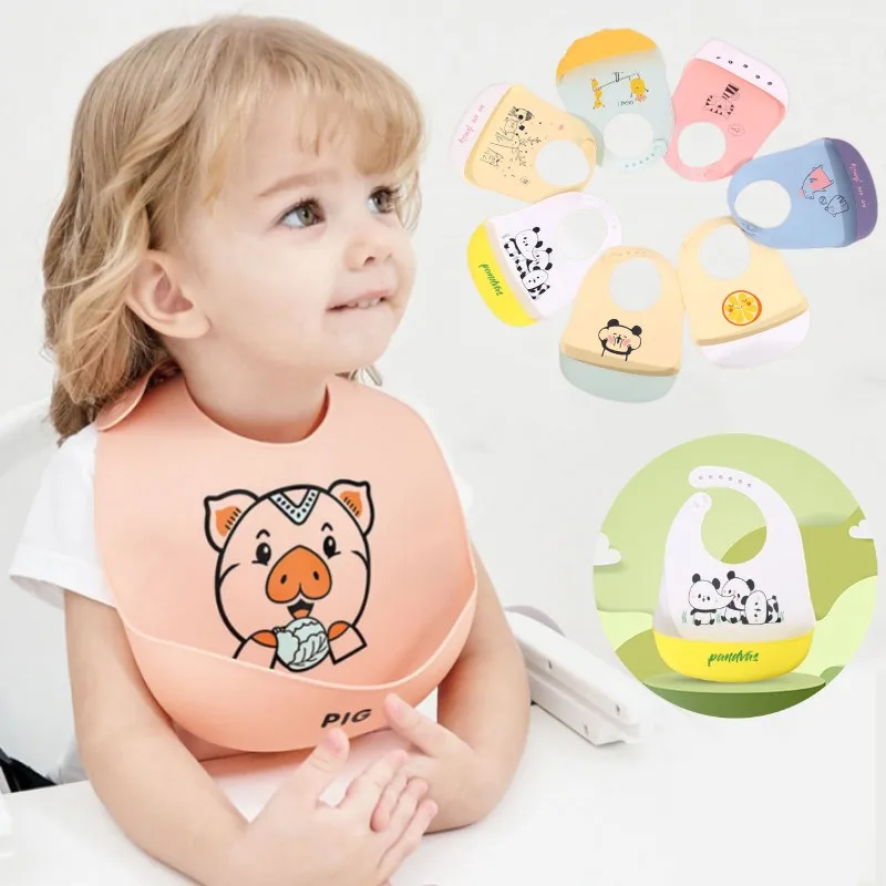 Baby Bibs for 1-3 Years Old Newborn Infant Dinner Supplies 3D Printing Cartoon Image Saliva Towel Toddler Aprons Resistant Oil