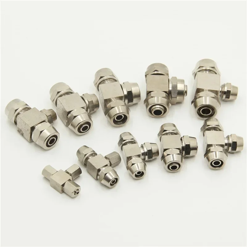 1 pièces Pe-4 6 8 10 12mm14 Mm 16 Mm 18 Mm OD tuyau de raccordement tuyau pneumatique de type T raccord rapide tuyau pneumatique à rotation rapide