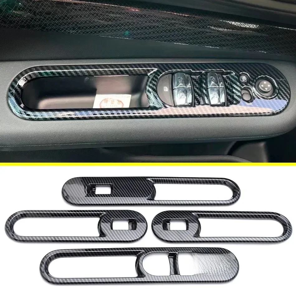 Carbon Fiber Door Window Glass Lift Control Switch Panel Cover Trims For 2016-2024 Mini Clubman F54 Car Interior Accessories