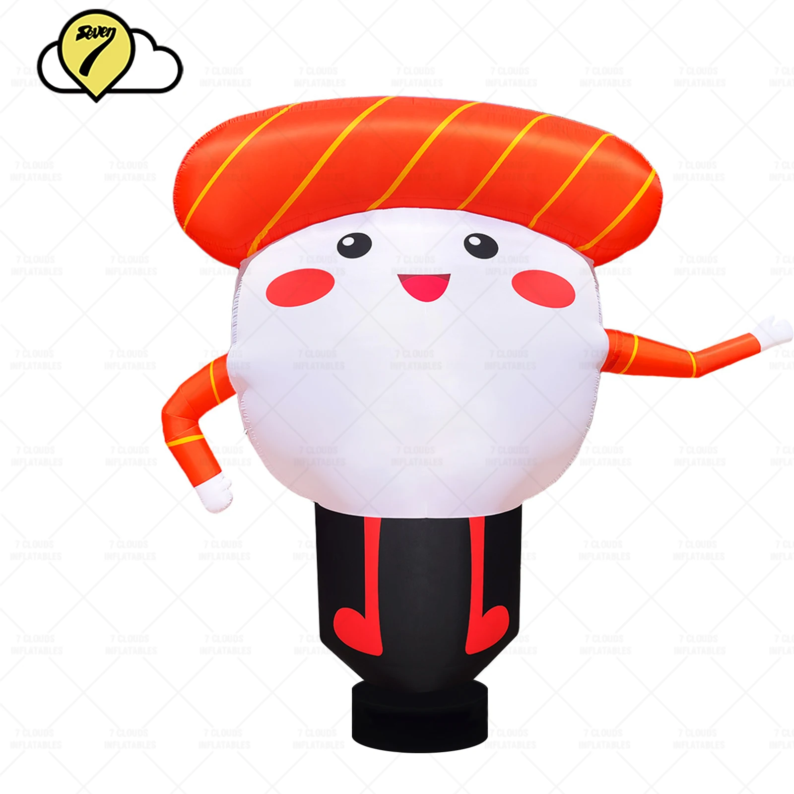 2m Salmon sushi shop inflatable Toys Chef Balloon Outdoor Advertising Air Dancer Sky Tubeman Waving Decora With Blower and LED