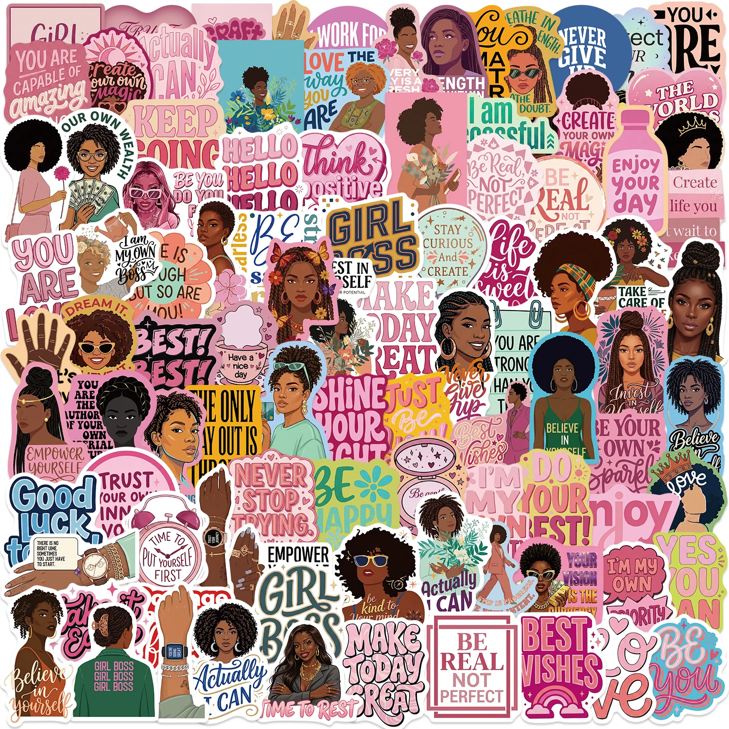 50/100Pcs Black Inspirational Stickers Graffiti Camping for Phone Laptop Guitar Notebook Helmet Travel Luggage Skateboard Car