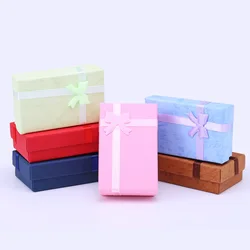 Caixas De Presente De Papel para Embalagem De Jóias, Esponja Branca, Anel, Brincos, Suporte De Colar, Display, Natal, Presente De Casamento, 5x8x2.5cm, 10Pcs