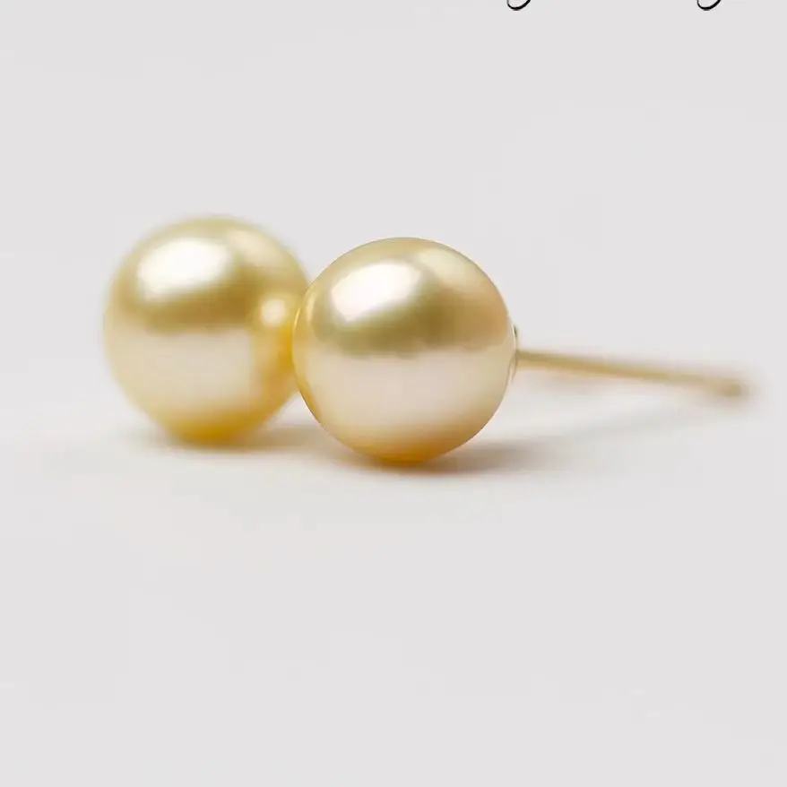 MADALENA SARARA 7-8mm Southsea Pearl Gold Color Women Earrings 18K Gold Needle