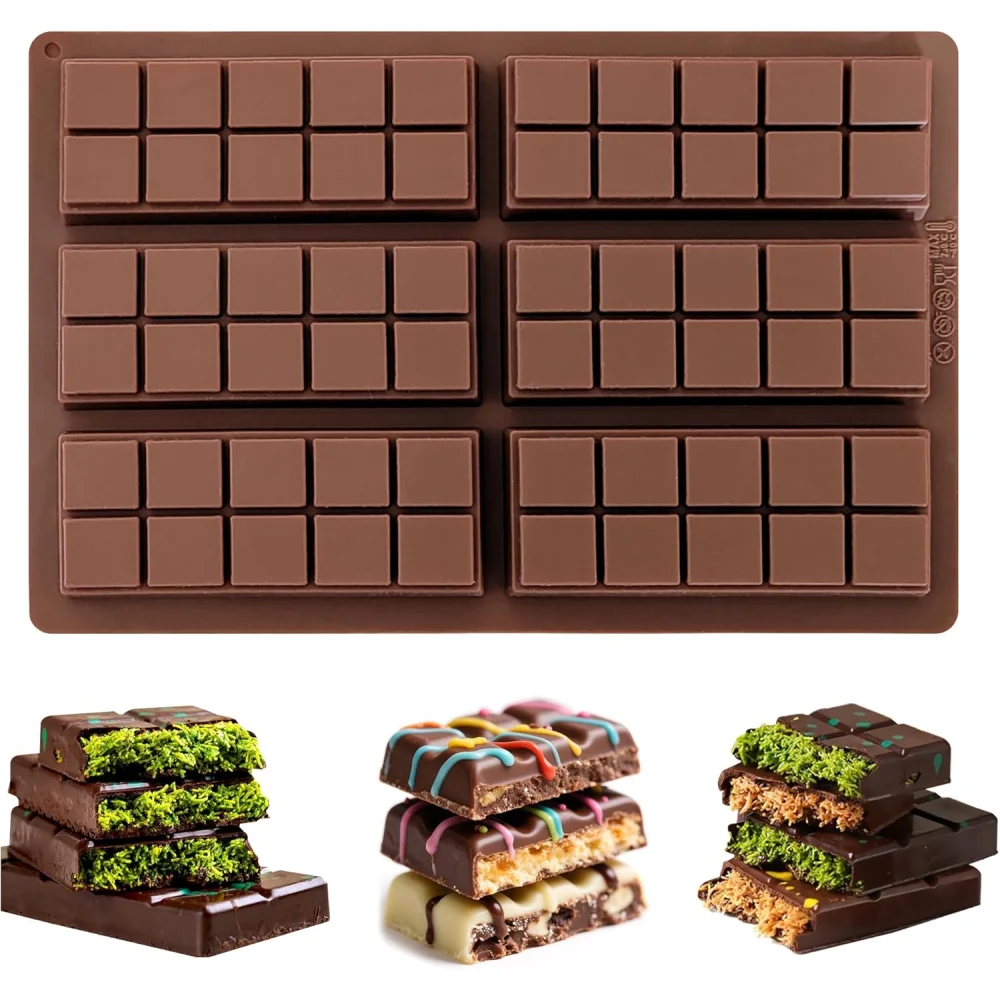Moldes para barras de chocolate - moldes antiaderentes para chocolate, moldes profundos de silicone de qualidade alimentar para pistache Dubai, doces, salgadinhos