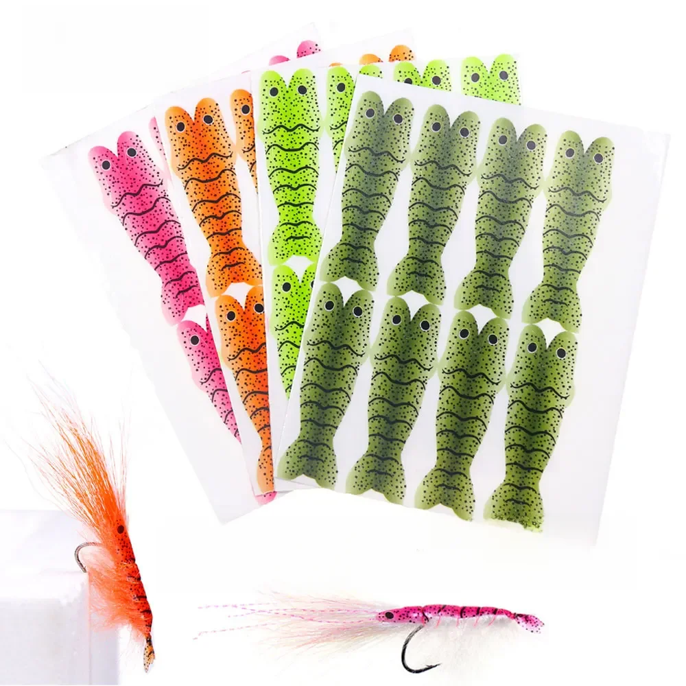 Bimoo 1/4 feuille pré-coupée crevettes réalistes support corps enveloppement peau crevettes Scuds nymphe mouche attachant matériel truite pêche leurres appât