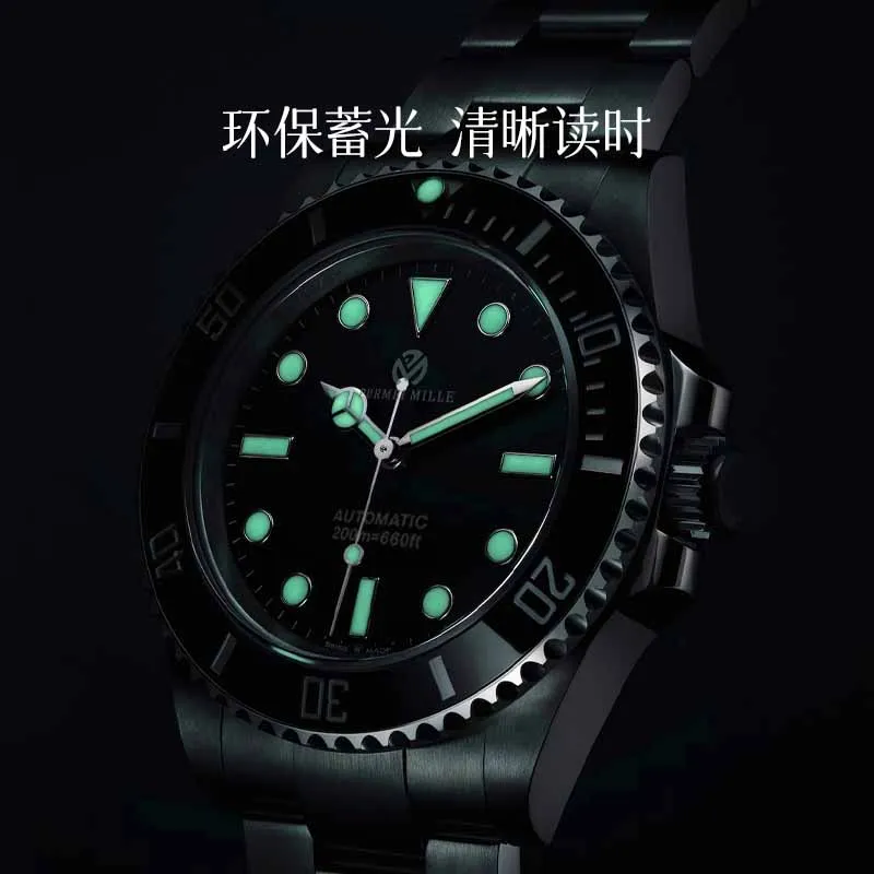 高級メンズ自動機械式時計ステンレススチールブレスレットシルバーゴールドブラックブルーセラミック防水 40 ミリメートルサファイアガラス