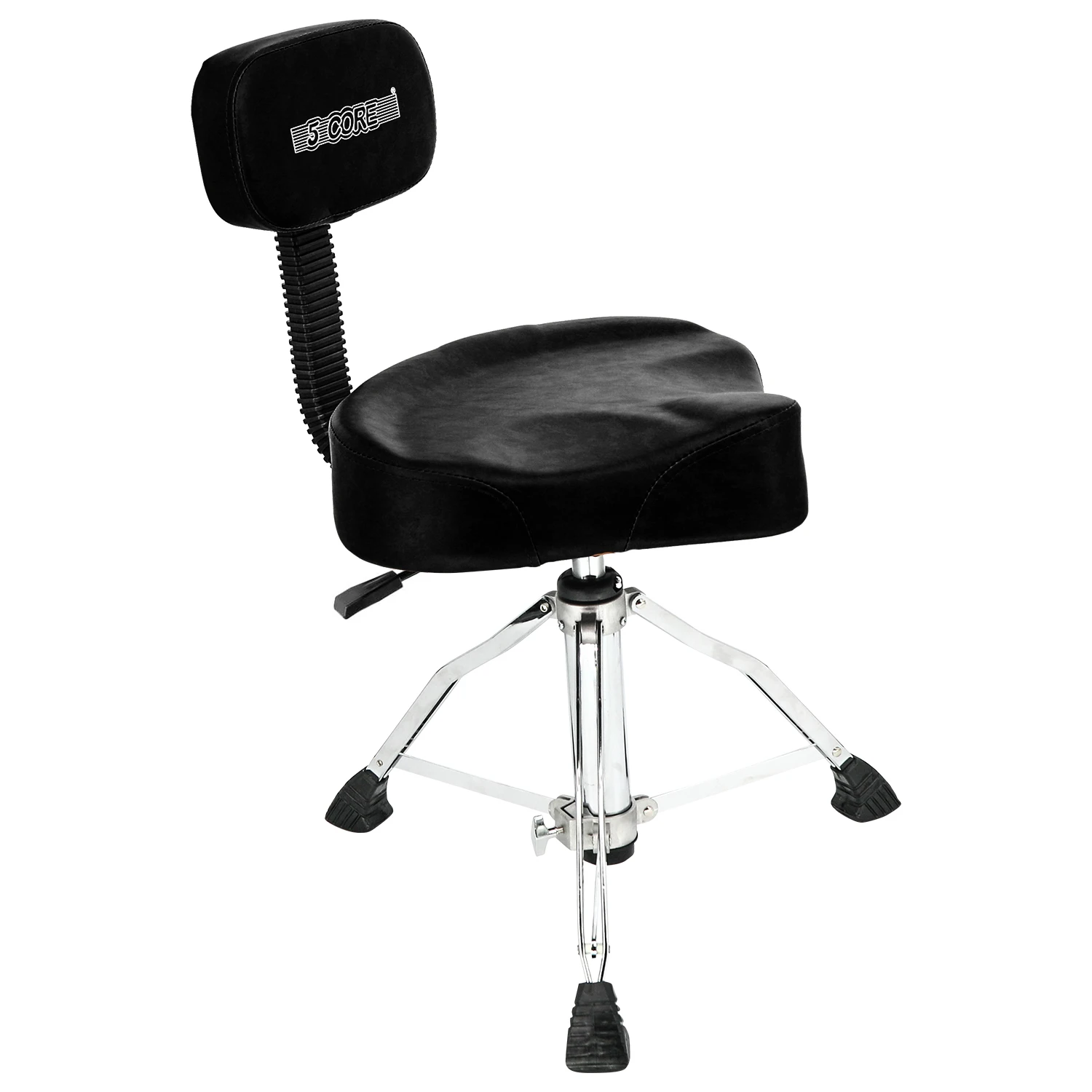

5Core Drum Throne 4" Cushion Padded Stool w Backrest Airlift Height Adjustable Chair w 441Lb Capcity DS CH BLK REST-LVR