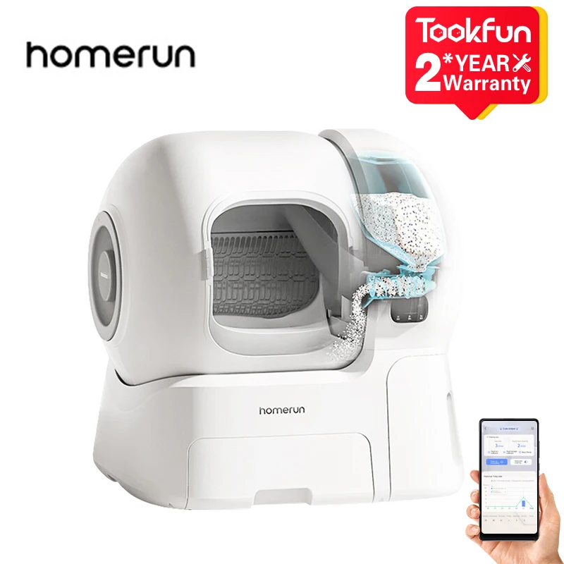 Tookfun Homerun Smart Cat Litter Box Fully Automatic Cat Toilet Fully Enclosed Automatic Poop Scooping Machine 106L Remove Odor