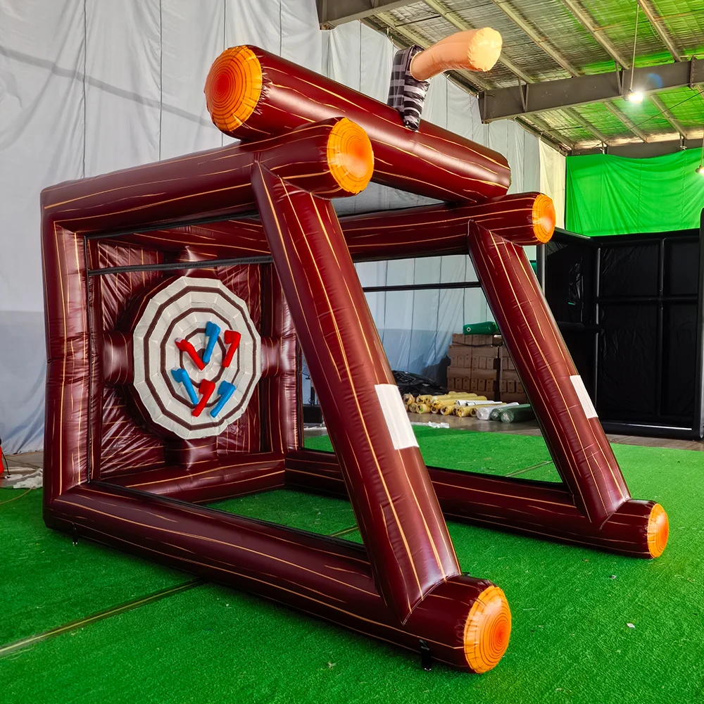 Machado inflável leve de 13 pés, jogo de carnaval com ventilador e machado comercial, jogos de lançamento de furos de alvo