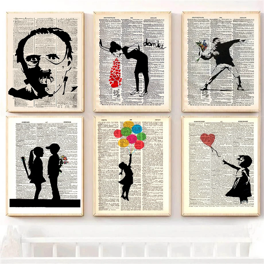 Banksy Street Dictionary Art Lovesick Girl Boy Art Love Sick Print Stencils Book Poster Room Print Gift Home Wall Decor Poster