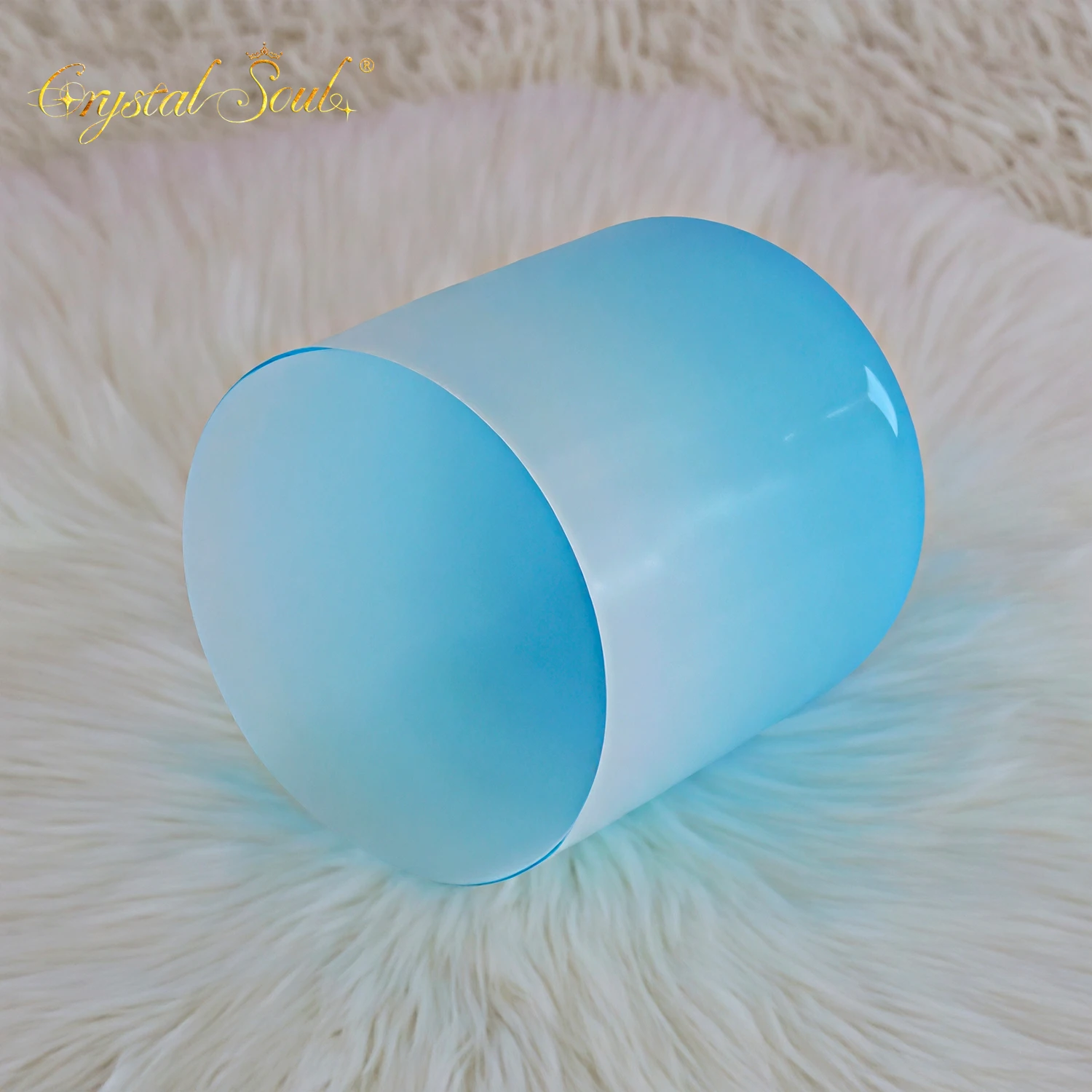 CrystalSoul 432Hz Ice blue clear Crystal Singing Bowl Yoga Stress Reducing with accessories