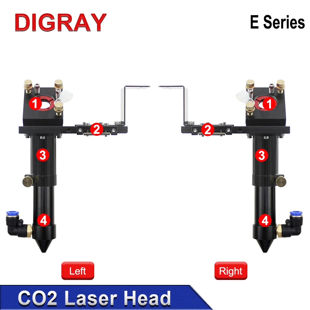 DIGRAY Co2 Laser Head E Series لقطر العدسة: 20 مم FL:50.8 و63.5 مم، مرآة 25 مم مناسبة لآلة قطع النقش بالليزر. #5
