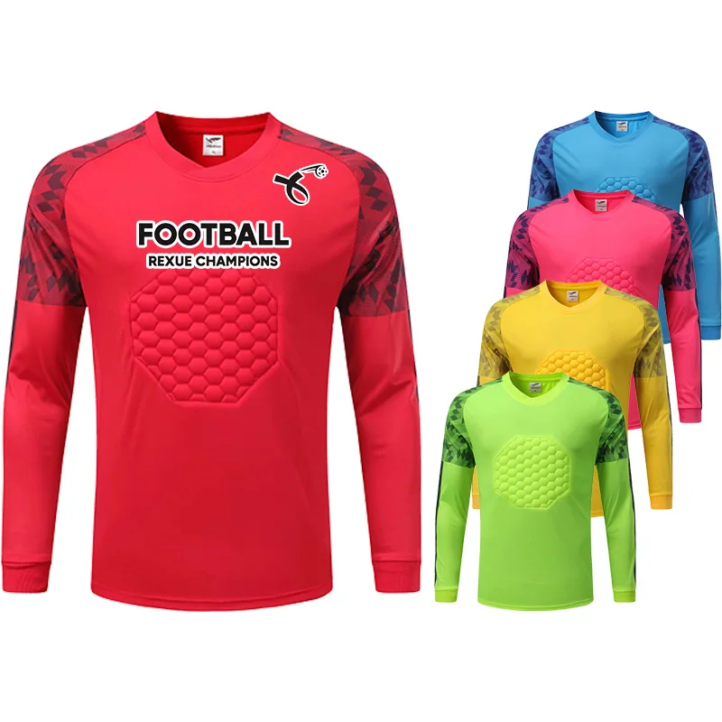 

Men Goalkeeper Long Sleeve Soccer Shirt Protective Sponge Training Jersey Football Shirt High Quality