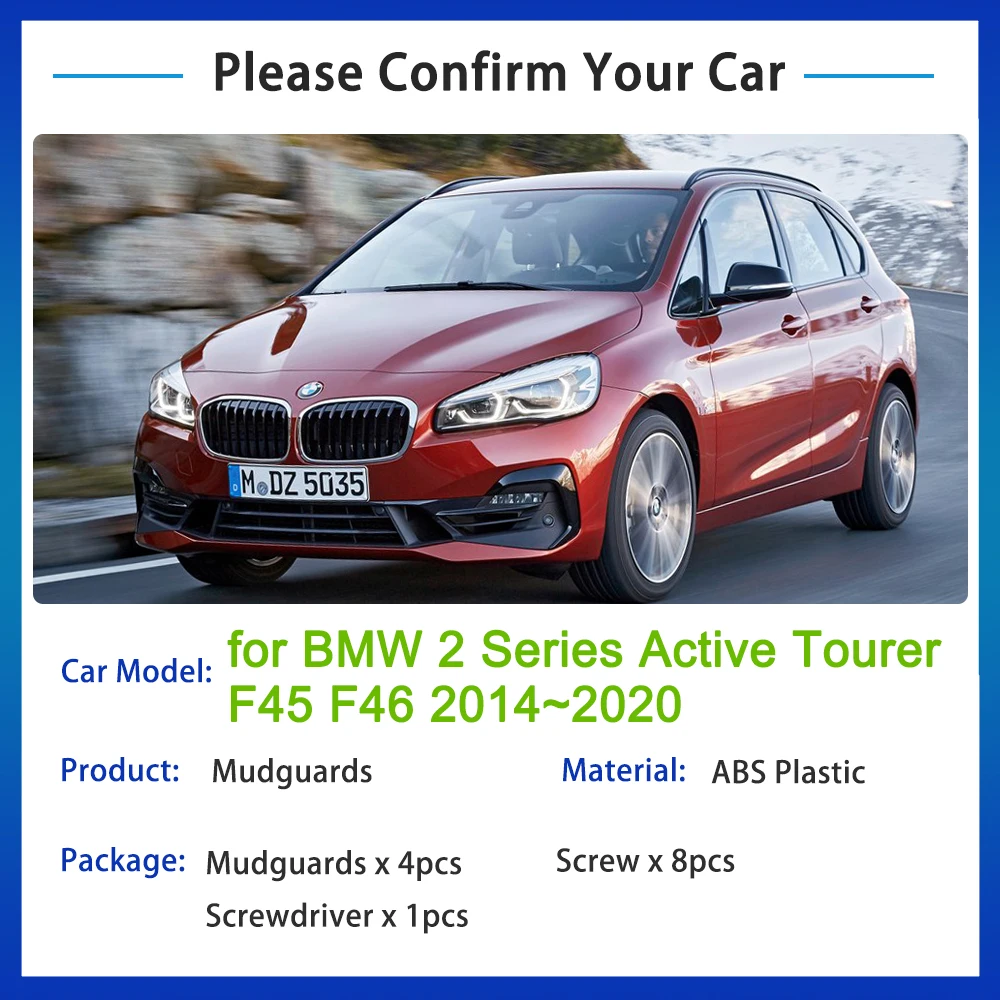 for BMW 2 Series F45 F46 Gran Active Tourer 2014 2015 2016 2017 2018 2019 2020 Mudflap Mudguard Fenders Splash Guards Front Rear