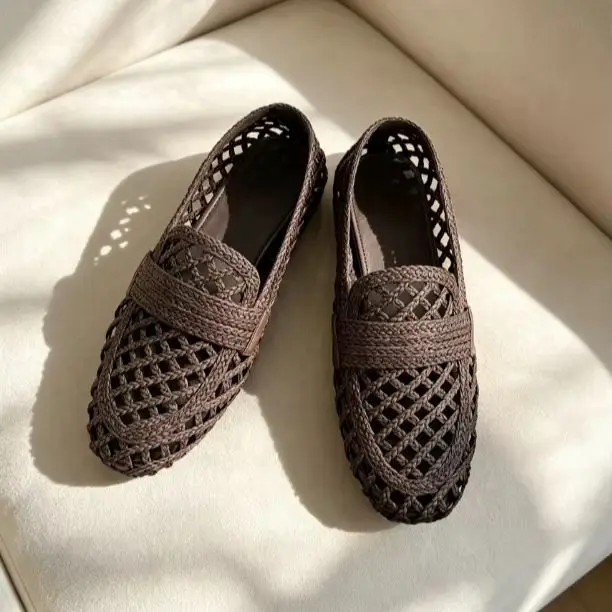 Summer Knitted Loafers Women Hollow Out Female Fashion Shoes