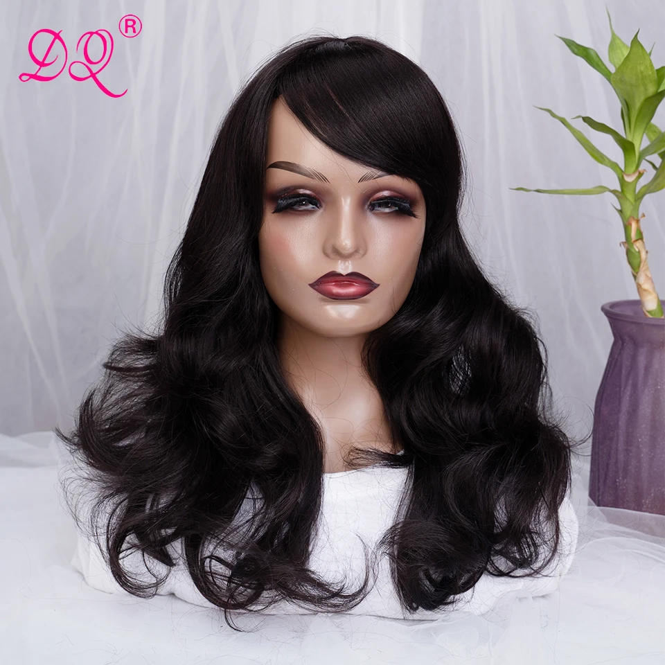 

Body Wave Wig with Bangs for Women Natural Colored Side Part Long Wavy Wigs Lolita Cospaly Party Hairstyle High Temperature Fibe