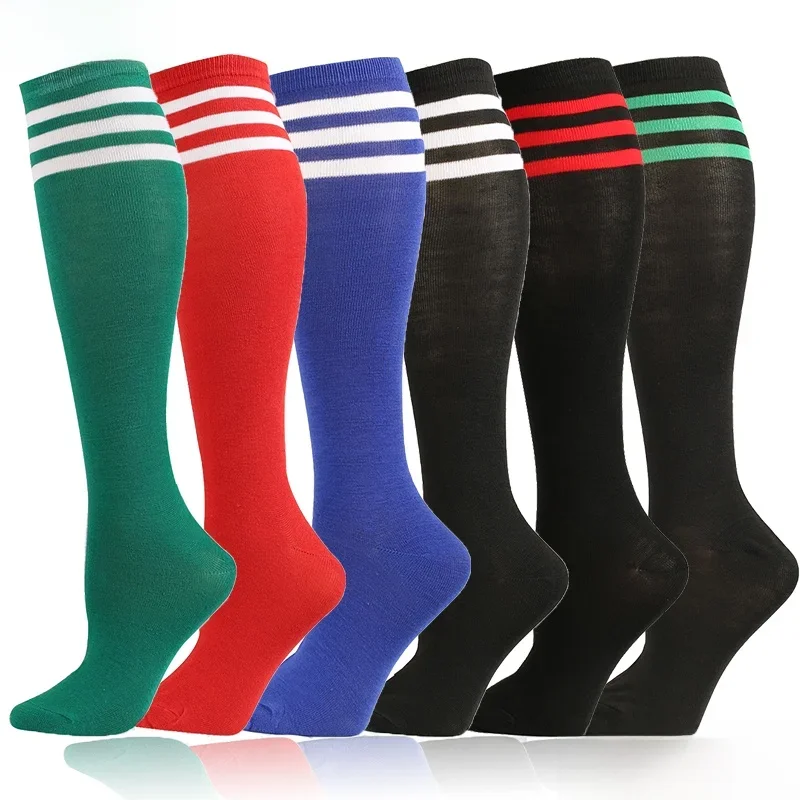 Chaussettes de compression chaussettes de football tube long antidérapant bas hauts chaussettes chaussettes de football rayées chaussettes de sport de course YS001-238