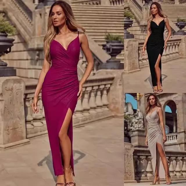 Vestido con tirantes sin espalda para mujer, color sólido, estilo elegante y versátil para ir al trabajo, holgado y versátil