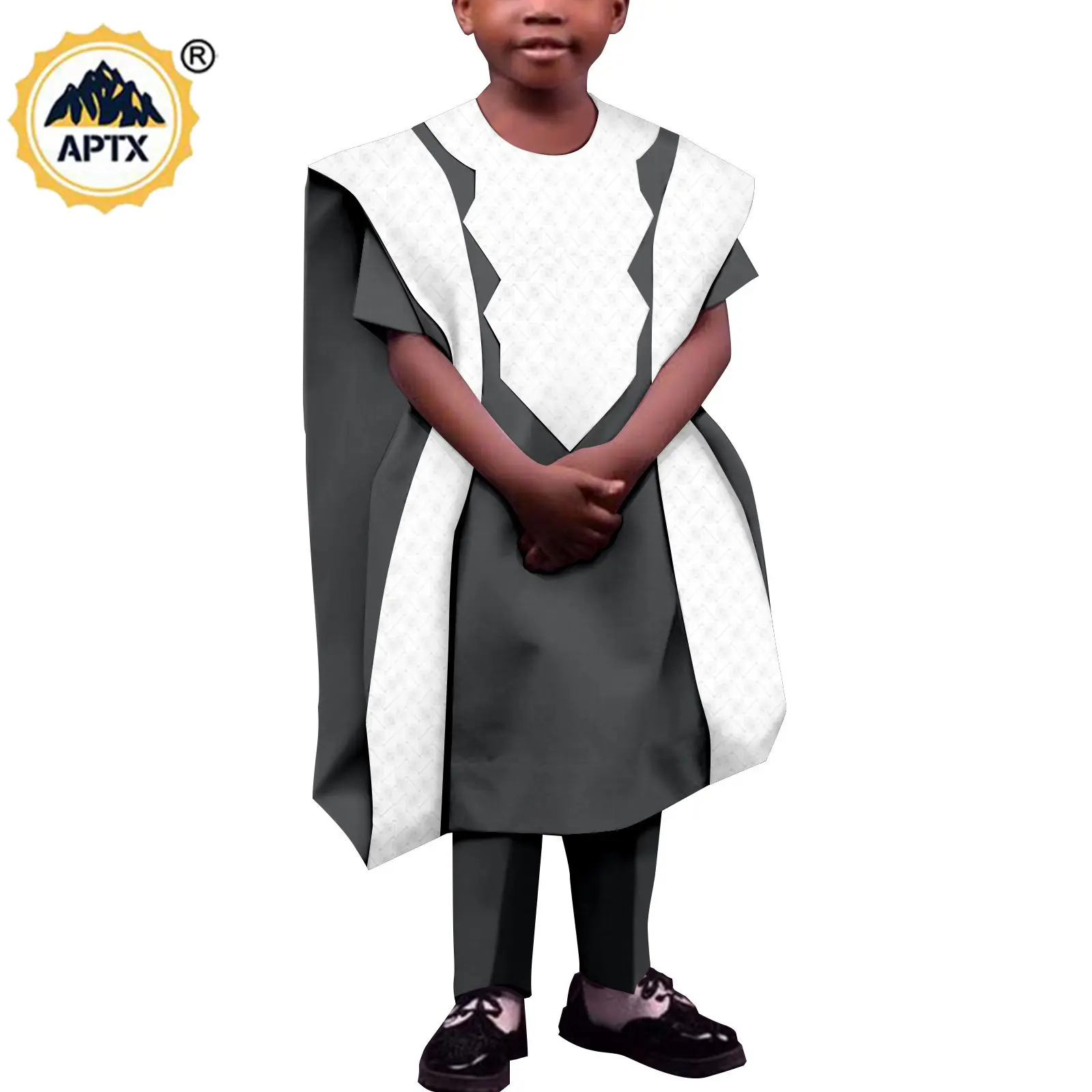 Dashiki  African Clothes for Kids Children Summer Casual Boys Agbada Outfits Asoebi Robes Top Shirts and Pants Sets Y224002