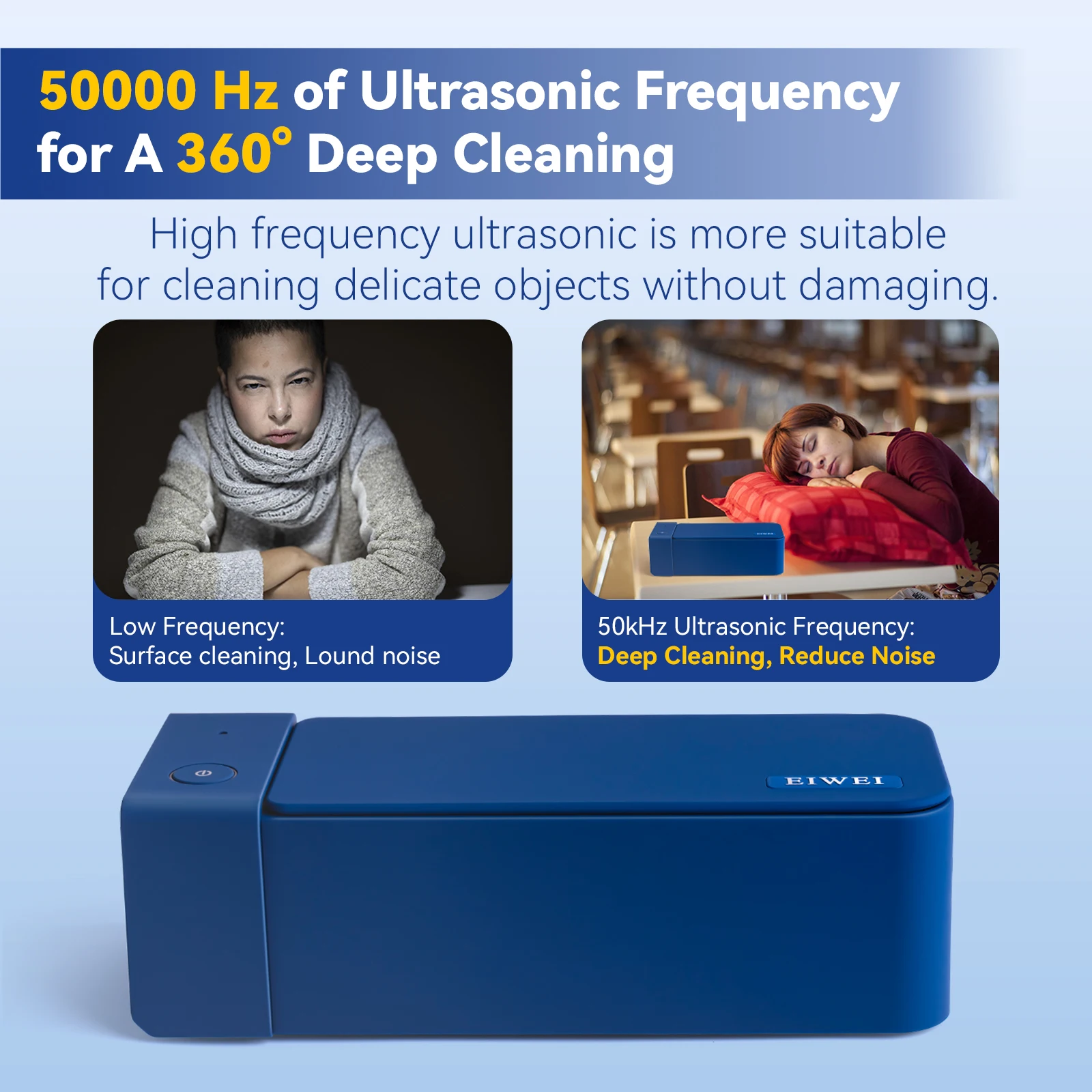 Eiwei-超音波ジュエリークリーナー,50KHz,600ml,ジュエリークリーナー,リング,ペンダント,アイライナー