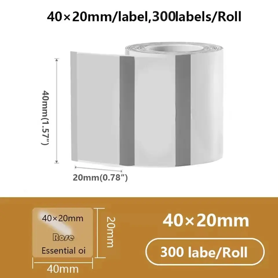 40x20MM Kompatibel mit Phomemo M110 M220 M200 Selbstklebendes Farblaser-Thermopapier, E210 P50 Detong P1 HPRT T20 MAKER