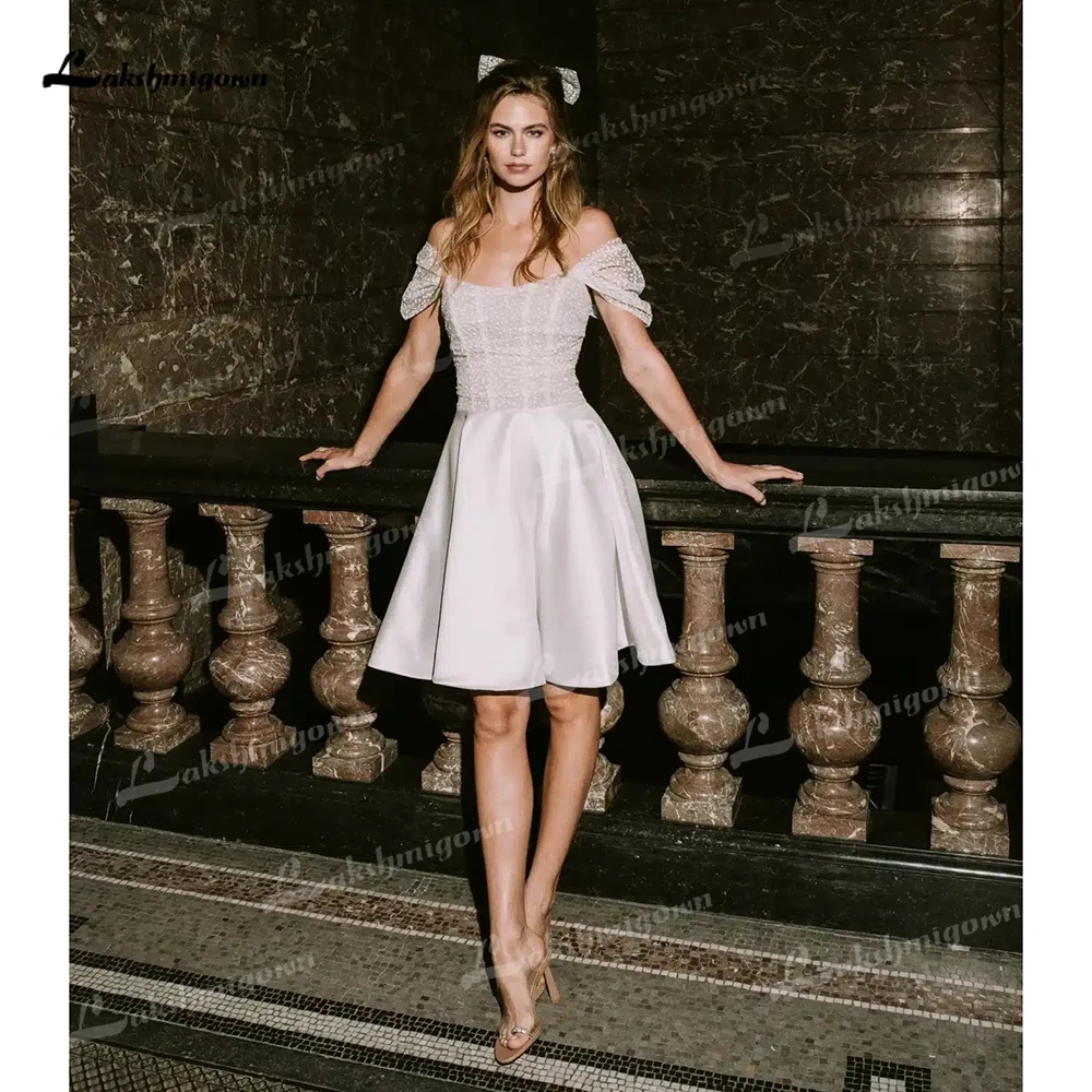 

Sexy Sweetheart Neck Back Button Dotted Tulle Top Summer Short Wedding Dress Customized For Women Bridal Gowns vestidos de novia