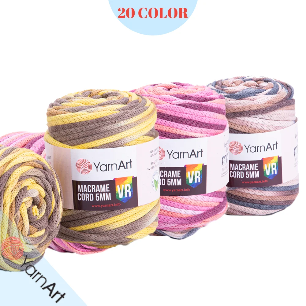 YarnArt Macrame Cord 5mm VR Cotton Yarn - 20 Color Options - 85 Meters(500gr) - Viscose & Polyester - Wall Decoration - Runner - Supla - Rug - Curtain - Flower Pot - Basket - Decorative - Too Thick - Soft - DIY -MADE I