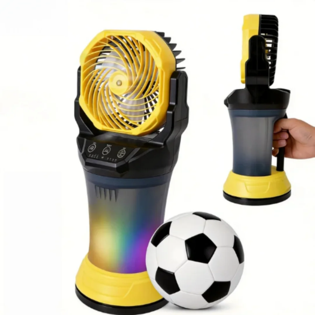 Ventilateur brumisateur portable avec batterie de 15000 mAh, éclairage RGB, refroidissement par eau et lampe torche pour le camping et les activités de plein air