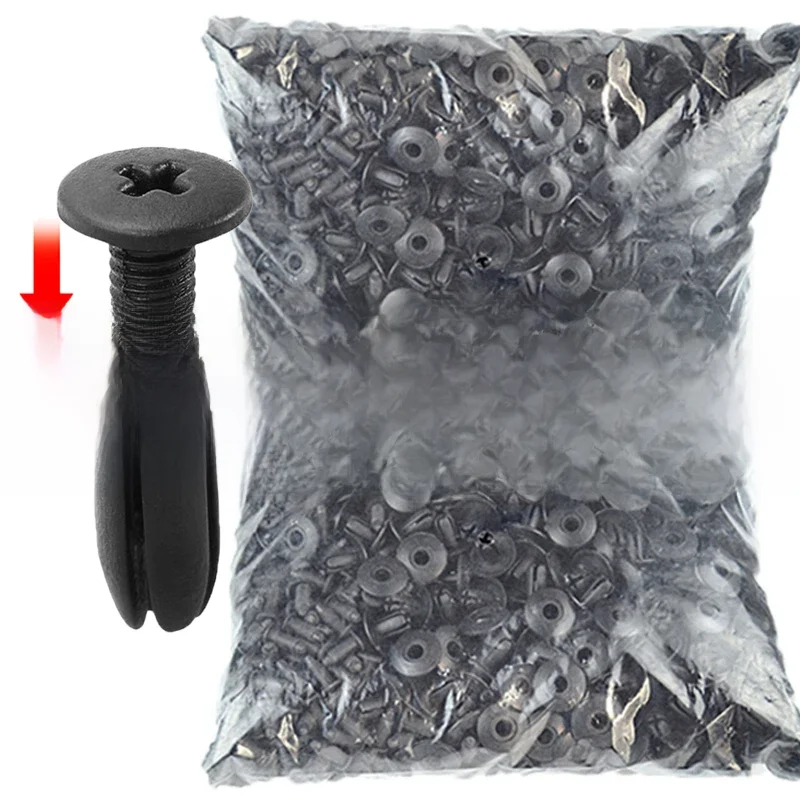 Rebites plásticos pretos para o pára-choque do carro, grampos do prendedor, parafuso dos