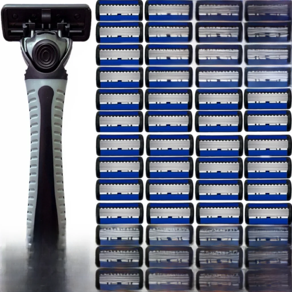 Rasoir manuel pour hommes, lame à six couches avec tête de lame, lames de style ancien, rasoir à cheveux unisexe, couteau à barbe, 48/27/18/3 pièces