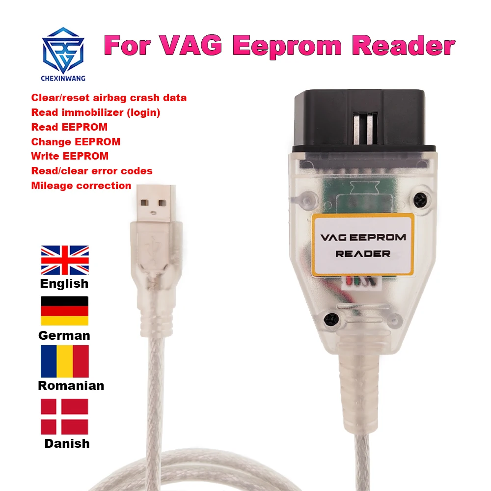 For VAG Eeprom Programmer Reader 1.20 Crash Data Clear Reset Airbag Read Write Eeprom Immobilizer Mileage Correction 1997-2003