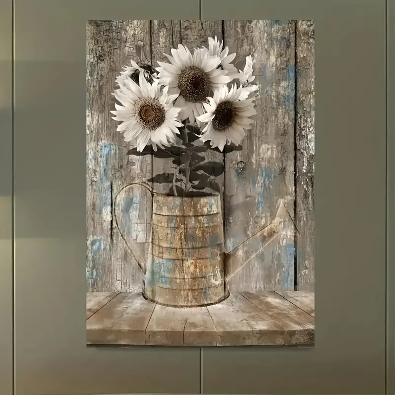 농가 벽 아트 꽃, 소박한 꽃 포스터, 해바라기 그림, 거실 침실 장식 아트워크, Eid, 1pc