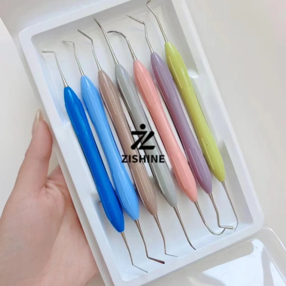 7Pcs/Set Dental Composite Resin Filling Instrument Kit Double Ended Sculpting Spatulas Restorative Carving Dentistry Tools Set