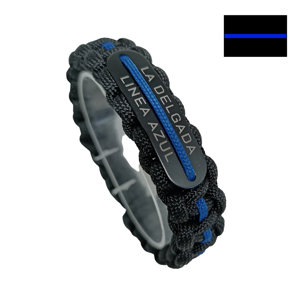 Paracord bracelet, the thin blue line, security bodies, tribute, men, handicraft fashion Spain, gift shop