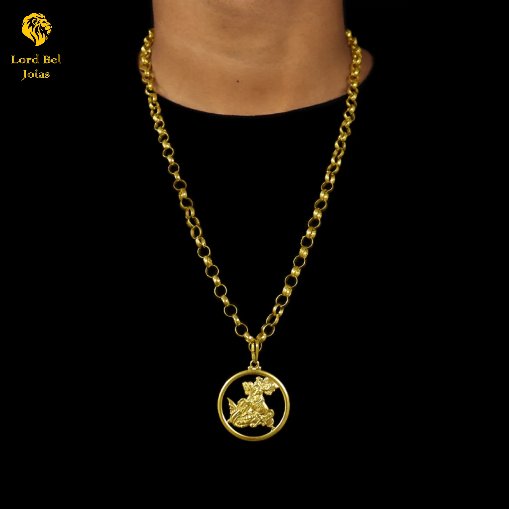 8mm Portuguese Lint Chain Kit + Saint George Pendant in Old Currency 18K Eternal Shine | Lord Bel Jewellery in Nordic Gold