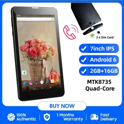 DS808 7" Android 6.0 Tablet For Kids 3G Phone Call 2GB RAM 16GB ROM SC7731 Quad-Core 1024 X 600 IPS Support GPS 2* SIM Card