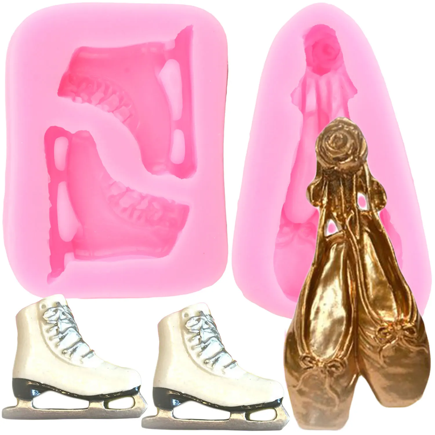 Ballet Shoes Silicone Mold Wide Ice Skates Fondant Molds Cake Decorating Tools Cupcake Candy Clay Chocolate Gumpaste Mould