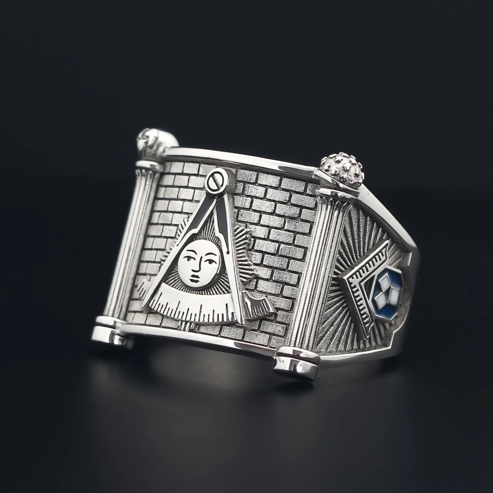 Imagem -05 - And Accepted Masons Ring 925 Sterling Silver Masonic Blue Lodge Mason