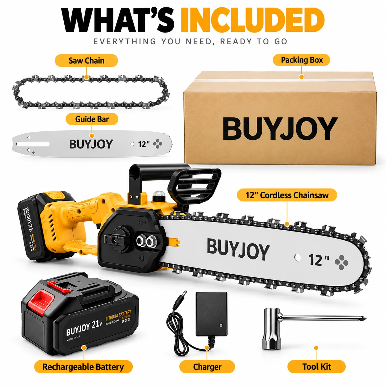 BUYJOY 12'' Cordless Chainsaw  - Electric Chainsaw Battery recension och pris