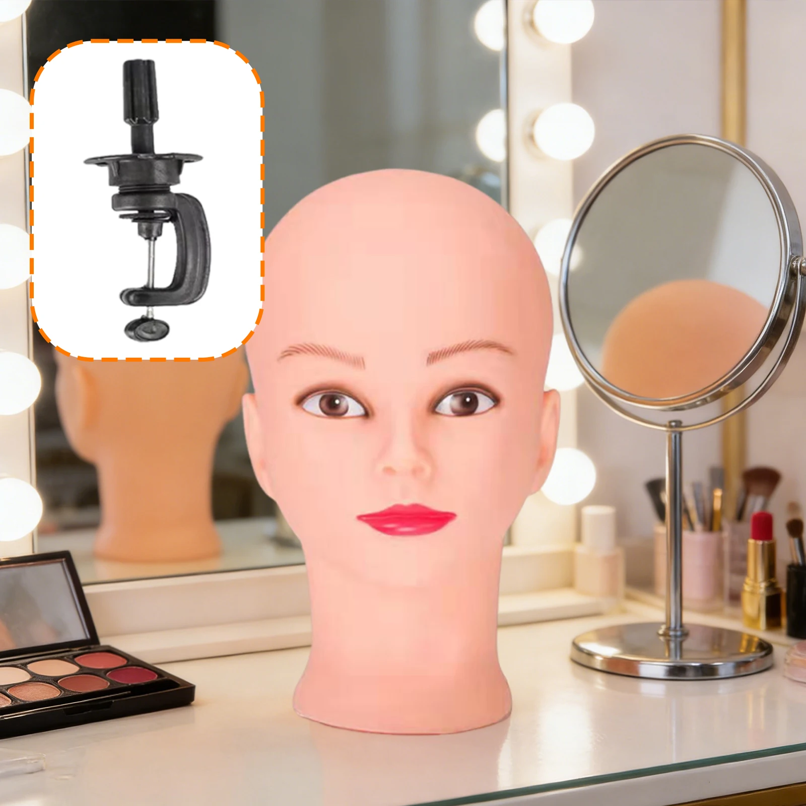 

Soft Bald Mannequin Display Stand w/ Clamp Stand Female Mannequin Head Cap Display Model Cap Hat Wig Jewelry Display Stand Rack